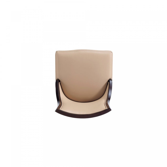 Grand Traditional Wood Upholstered Dining Chair in Tan - Set of 4 