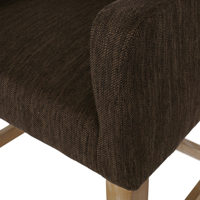 Gabrielle 26\" Seat Height Counter Stools Set Of 2 With Upholstered Fabric And Solid Wood Legs - Brown 
