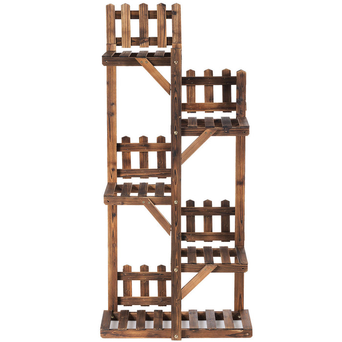 Costway 5-tier Flower Rack Wood Plant Stand 6 Pots Display Shelf Multifunctional Rack