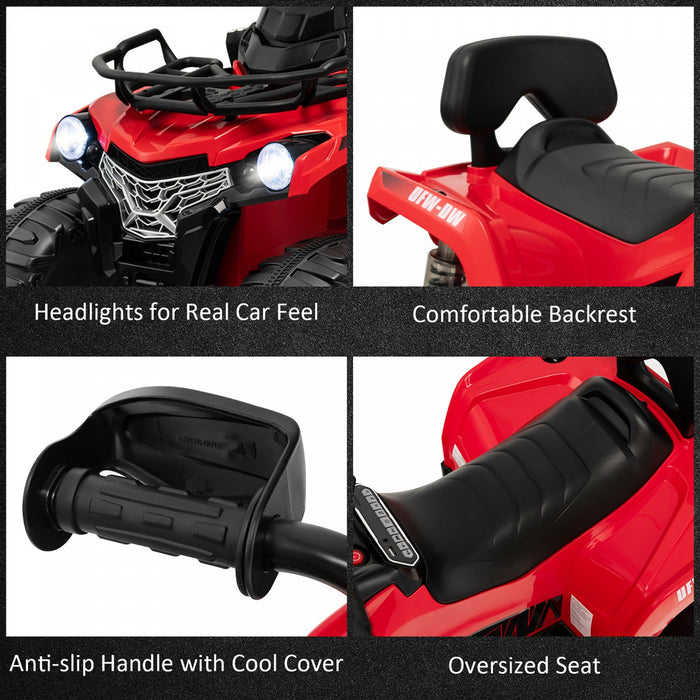 Costway 12v Kids Ride On Atv Electric 4-wheeler Quad 2 Speeds W/ Mp3 & Headlights Red