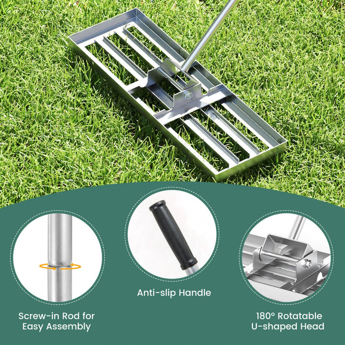 Costway Lawn Leveling Rake 30" X 10" Heavy Duty Level Lawn Tool For Garden Backyard/lawn Silver