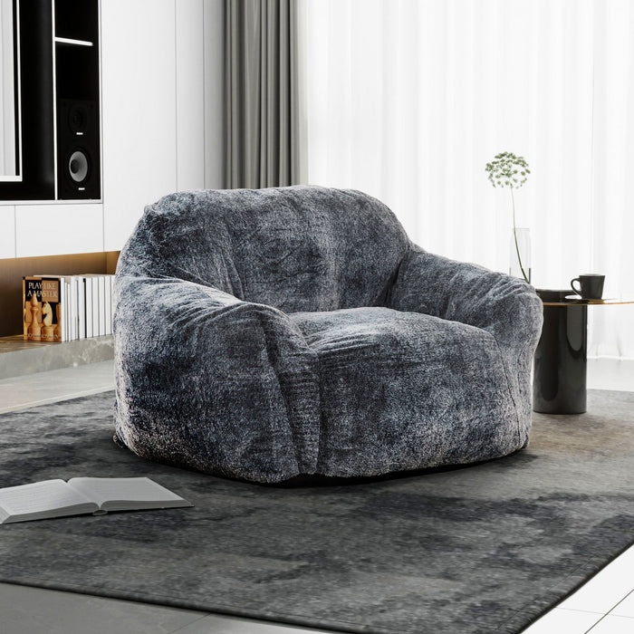 Sealy Tore Faux Fur High Density Foam Bean Bag Chair - Blue