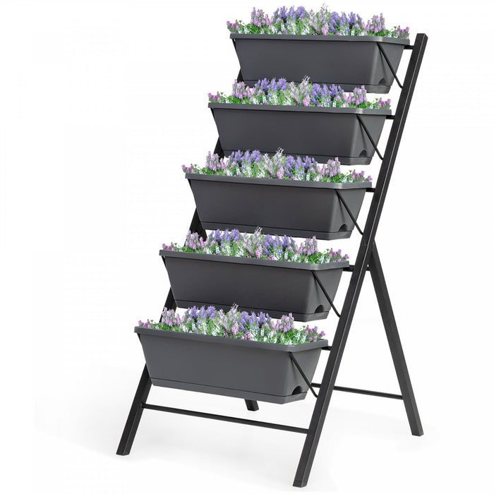Costway Set Of 2 4 Ft Vertical Raised Garden Bed 5-tier Planter Box For Patio Balcony