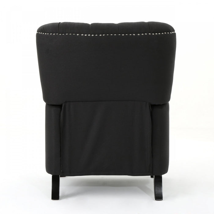 Lily Linen-look Fabric Push Back Recliner Chair With Rivet Accents,antique Dark Grey Accent Chair 