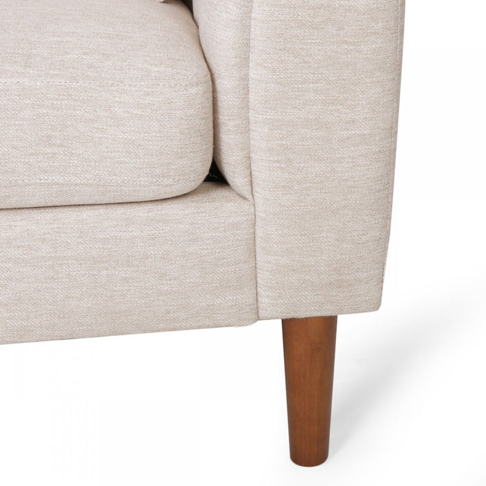 Taylor 84.5\" Linen-look Fabric Condo Size Sofa With Wood Legs - Beige White 