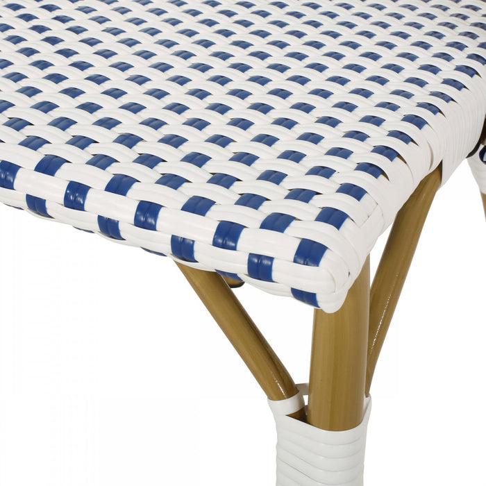 Julien Faux Ratten and Aluminum French Bistro Chairs, Set of 2 - Blue and White 