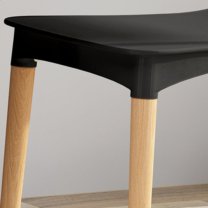 Mason Dining Chair Set Of 2 With Polypropylene Seats And Soild Wood Legs - Black 