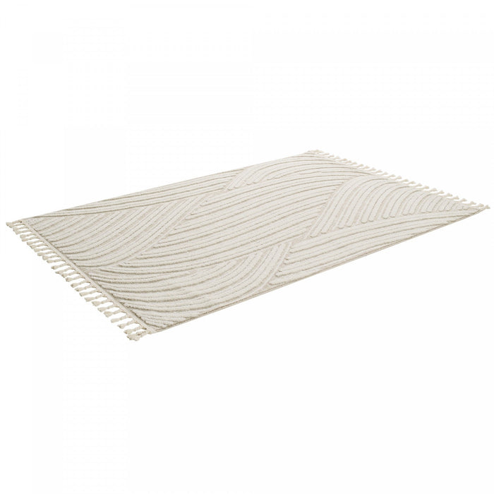Quinto Brushed Beige Waves Shag Area Rug - 2'7\" x 8'