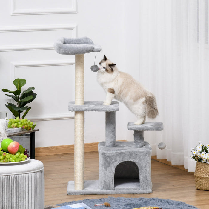 Pawhut Cat Tree For Indoor Cats, Multi-level Cat Condo With Sisal Scratching Post, Perch, Hanging Ba