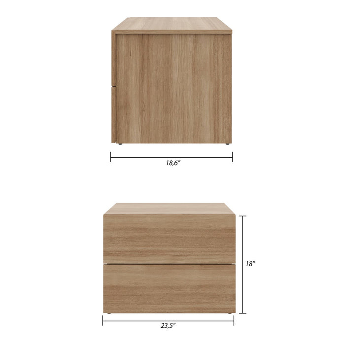 Nordika James Nightstand With 2-Drawers - Brown Oak
