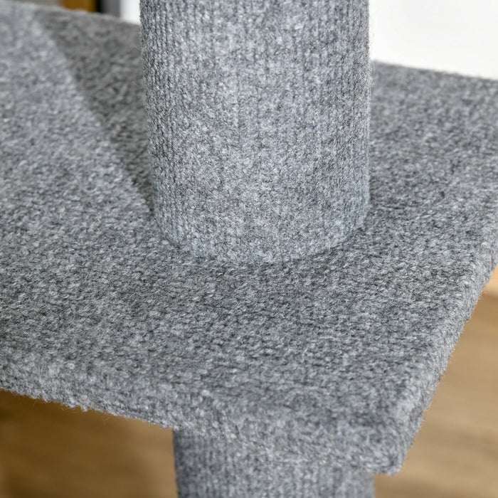 Pawhut 100\" Floor To Ceiling Cat Tree W/ 3 Perches Activity Center For Kittens Cat Tower Furniture, 