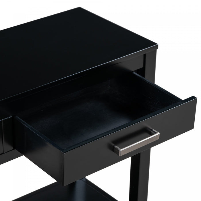Emma 59.1'' Farmhouse Entryway Table with Drawers and Open Shelf,Black Sofa Table  