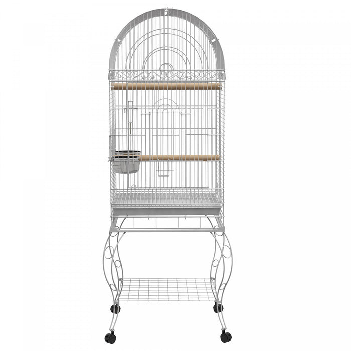 Pawhut 60\" Bird Cage Open Top For Finches, Canaries, Budgies, With Rolling Stand, Removable Tray, St