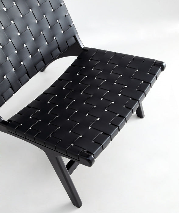 Maintenon Industry Chic Wood Vegan Leather Accent Chair in Black - Set of 2 