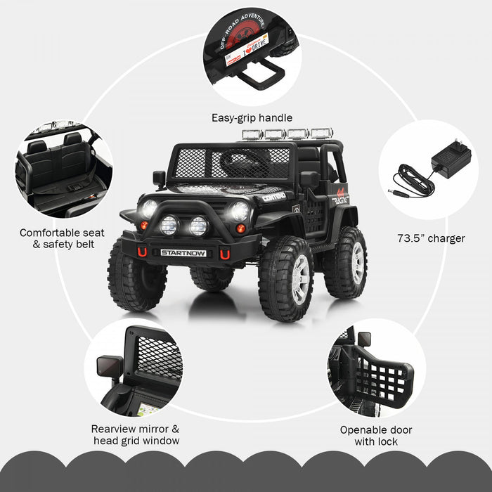 Costway 12v Kids Ride On Truck Remote Control Electric Car W/lights&music Black