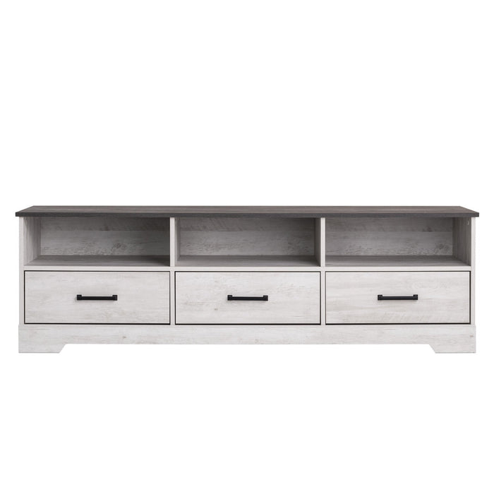 Prepac Rustic Ridge 66\" TV Stand - Washed White