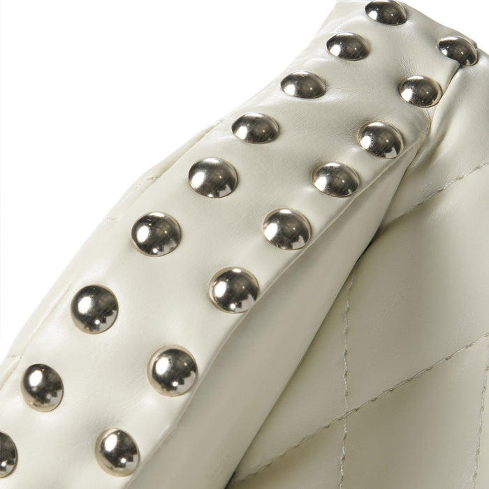 Deborah Armrests Barstool With Quilted Bonded Leather - Ivory 