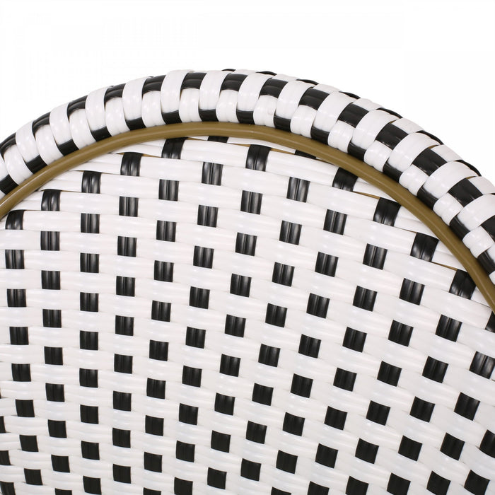 Julien Faux Ratten and Aluminum French Bistro Chairs, Set of 2 - Black and White 
