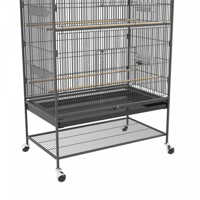 Pawhut 60\" Bird Cage With Stand For Cockatiels Canaries Lovebirds Finches, Budgie Cage With Wheels, 