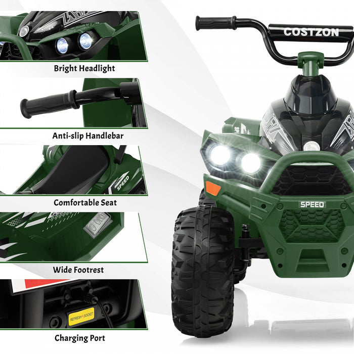 Costway 12v Battery Powered Kids Ride On Atv Electric 4-wheeler Quad Car With Mp3 & Light