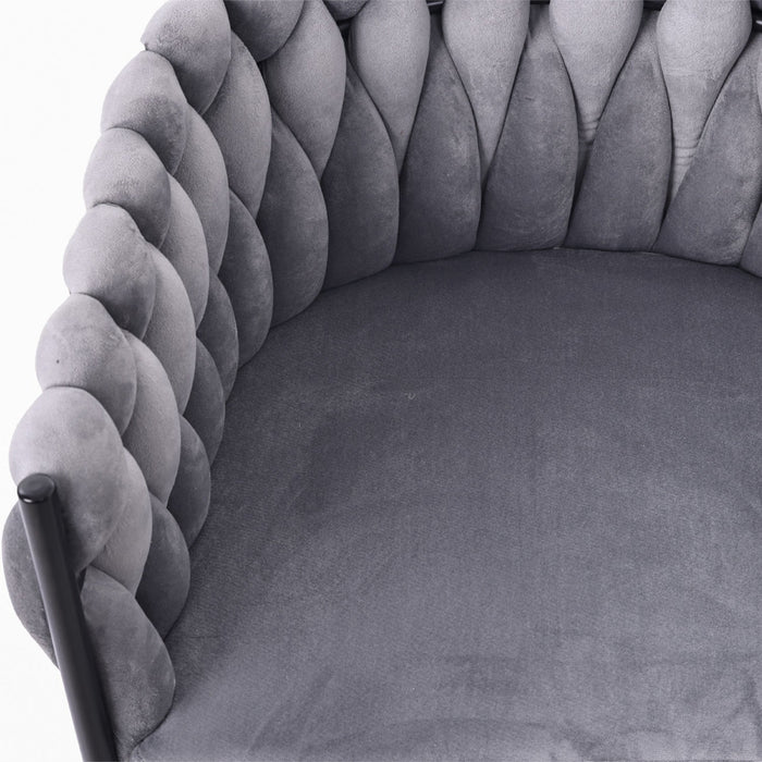 Amelia Velvet Swivel Dining Chairs with Tufted Upholstered and Metal Legs Set of 6, Grey  