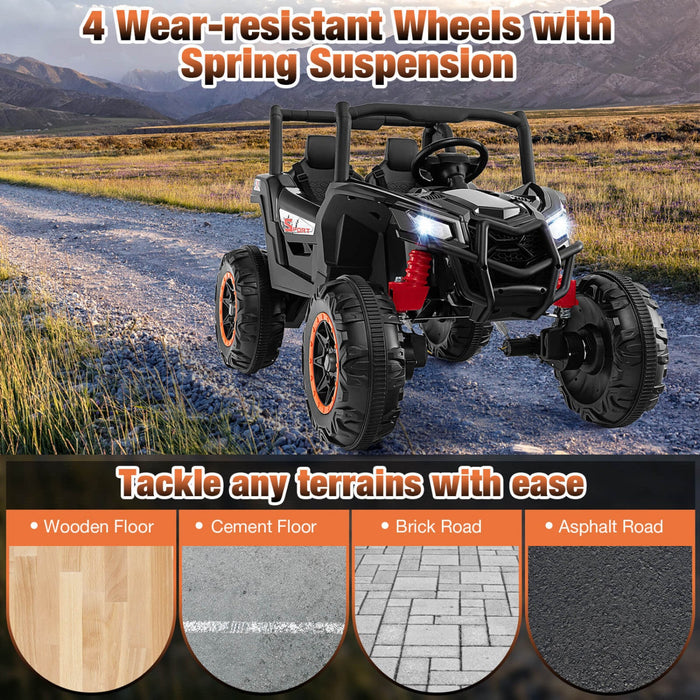 Costway 24v Kids Ride On Utv With 4 X 100w Powerful Engine Remote Control High/low Speed Black