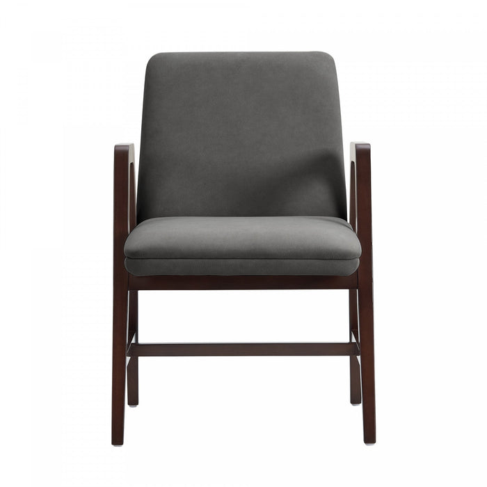 Stella Modern Wood Velvet Armchair in Graphite 