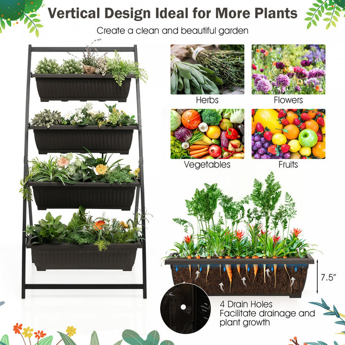 Costway 5 Ft 4-tier Vertical Raised Garden Bed Elevated Planter Box W/4 Container Boxes