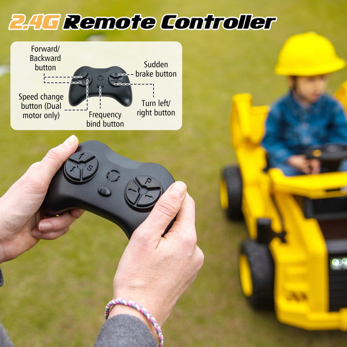Costway Kids Ride On Dump Truck With 2.4g Remote Control Working Megaphone Sand Shovel