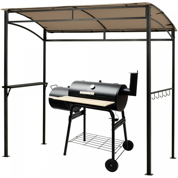 7'x4.5' Grill Gazebo Outdoor Patio Garden Bbq Canopy Shelter Storage Hook Brown