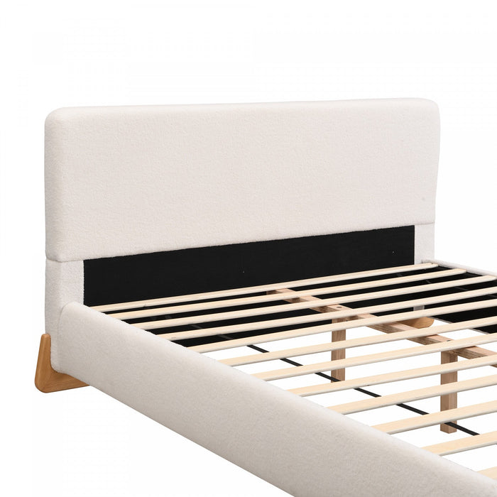 Olivia Elegant Comfortable Upholstered Bed,King Size,White King Bed  