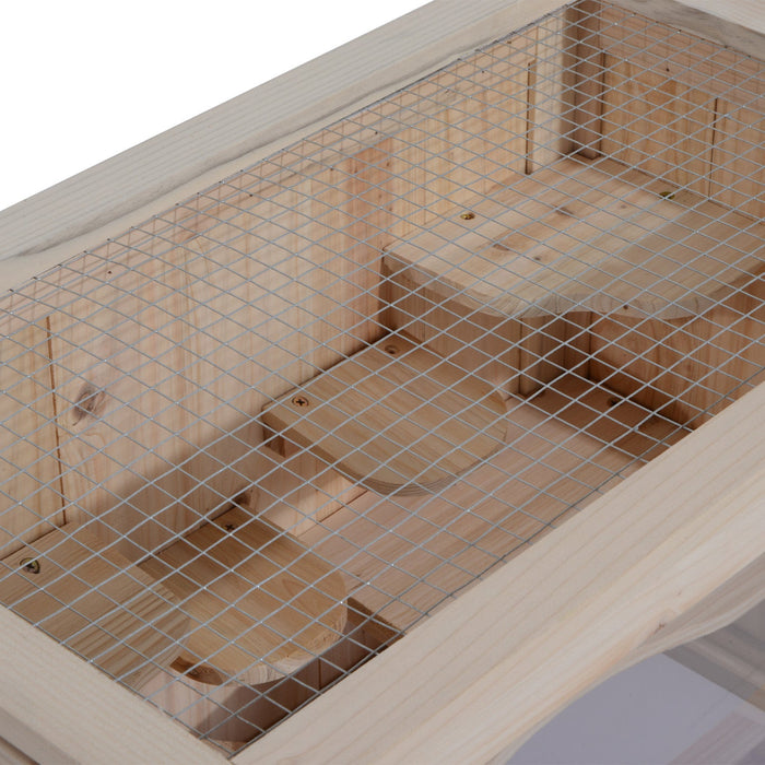 Pawhut Wooden Hamster Cage Guinea Pig Chinchilla Pet House 2 Levels Small Animals Habitat Home W/ Op