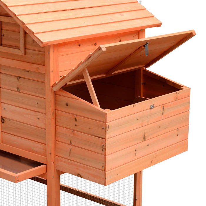 Pawhut 82\" Deluxe Wooden Chicken Coop Poultry Habitats Large Rabbit Hutch Hen House Outdoor Cage Wit