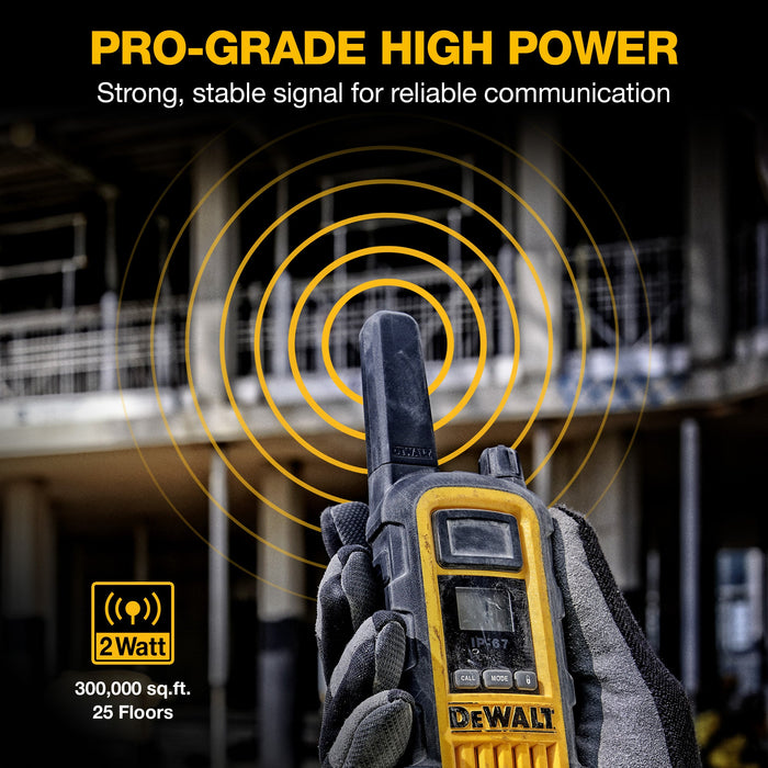6 Dewalt Dxfrs800 Walkie Talkies Plus Earpieces - 2 Watt, Heavy Duty, 22 Channel Long Range Two Way 