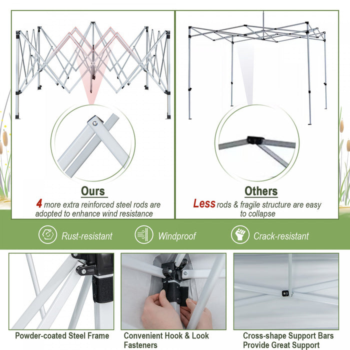 Costway 2-tier 10' X 10' Pop-up Canopy Tent Instant Gazebo Adjustable Carry Bag With Wheel