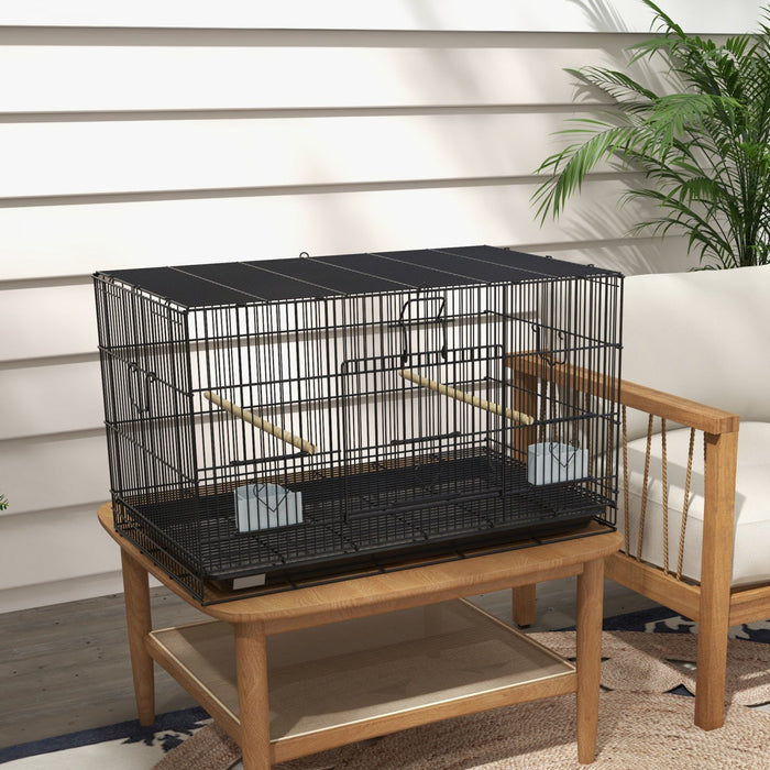 Pawhut 17.7\" Birdcage For Canaries, Lovebirds Finches, Budgie Cage With Removable Tray, Bottom Mesh 