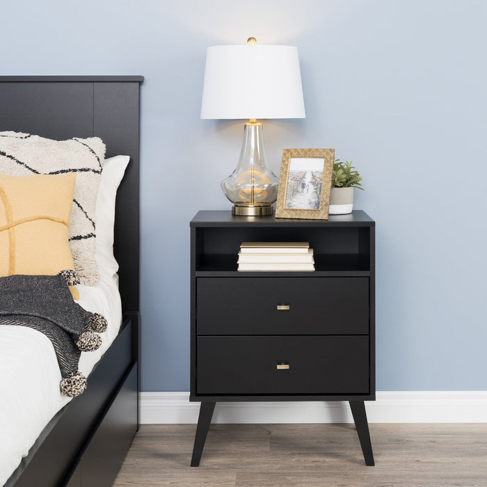 Milo 2-Drawer Tall Nightstand - Black