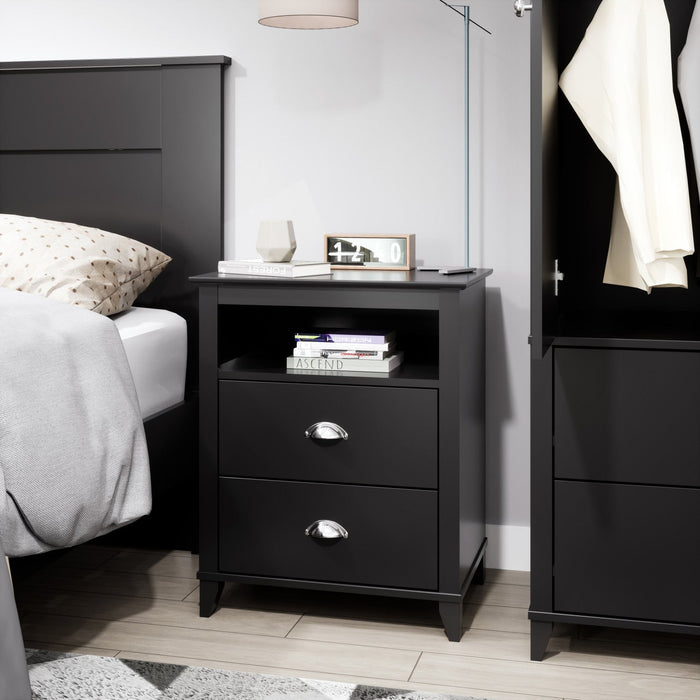Yaletown 2-Drawer Tall Nightstand - Black