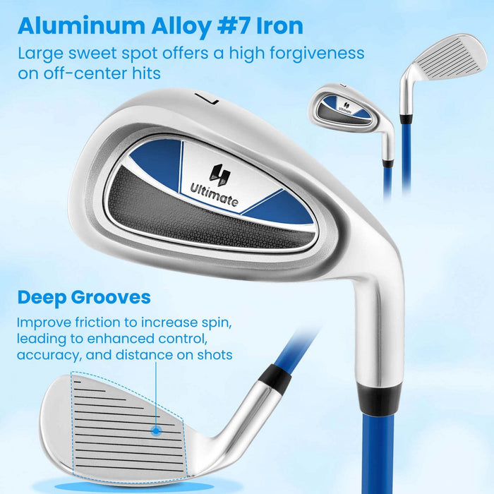Ultimate Junior Golf Club Set For Children Includes 165cc #3 Fairway Wood & #7 Iron Blue