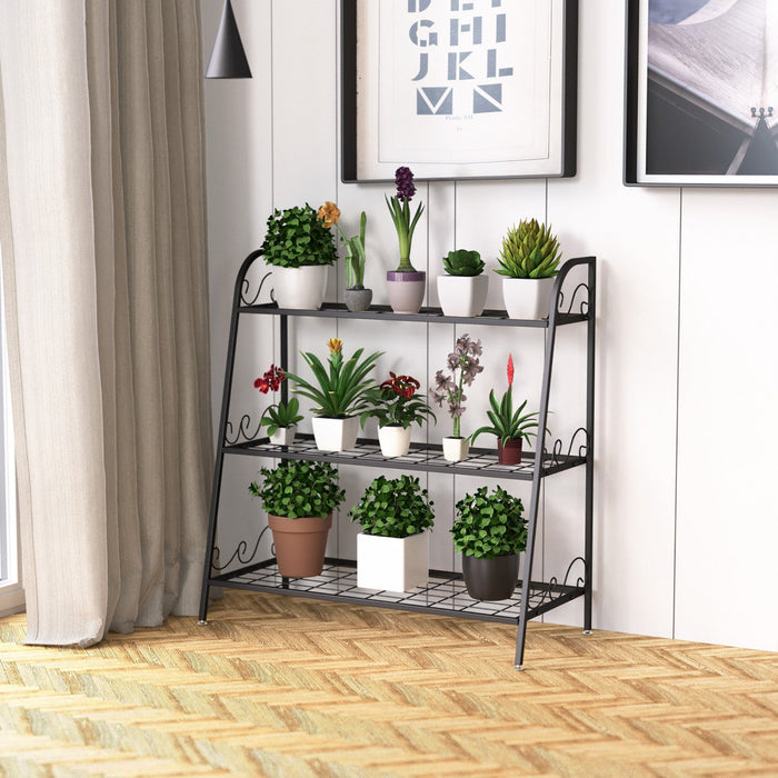 Costway 3-tier Metal Plant Stand Shelf Flower Pot Holder Display Rack Shoe Organizer