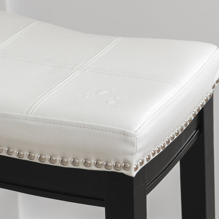 Claridge Faux Leather Backless Counter-Height Stool - Black and White