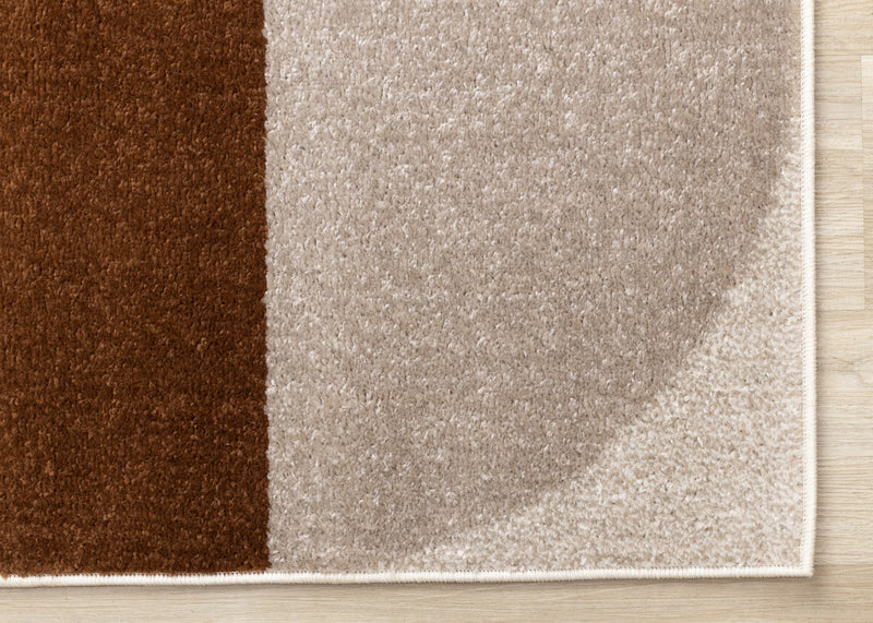 Marley Geometric Curves Taupe Oxblood Area Rug - 5'3\" x 7'7\"