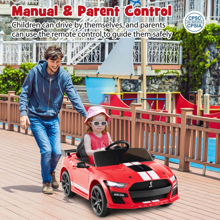 Costway 12v Licensed Ford Mustang Shelby Gt500 Kids Ride On Car With Remote Control Red
