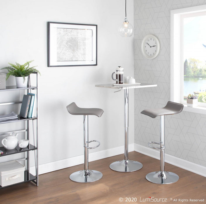 LumiSource Ale Grey Fabric Contemporary Adjustable Height Barstool with Swivel - Set of 2