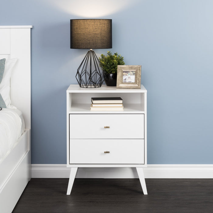 Milo 2-Drawer Tall Nightstand - White