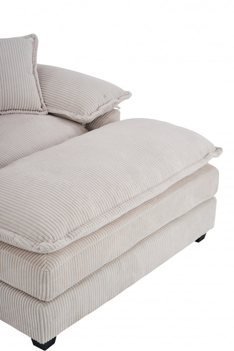 Liam 46.9\" Modern indoor corduroy sofa with 2 soft cushions ,White Sofa  