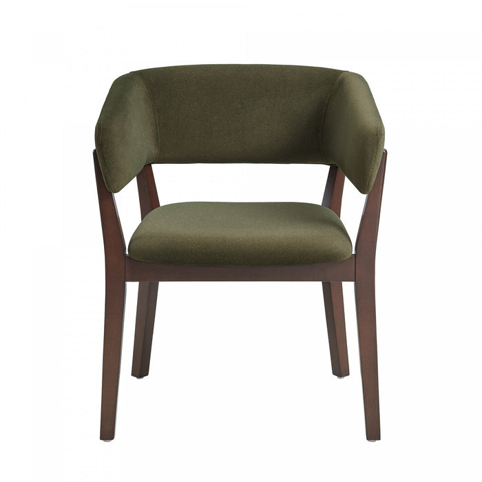 Blake Modern Wood Faux Mohair Armchair in Green 
