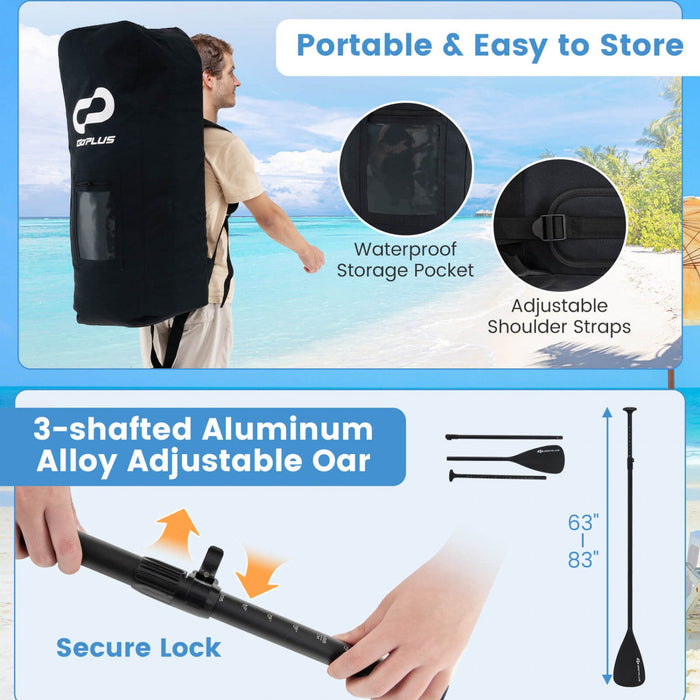 Goplus Large Inflatable Sup Board, Portable Paddle Board With 5d Rings Stand Up Paddle Board For Youth & Adult Blue
