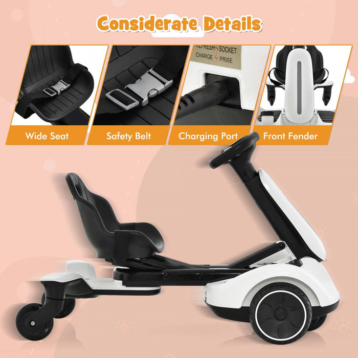 Costway 6v Kids Ride On Drift Car Electric Drifting Go Kart For Kids With 360° Spin White