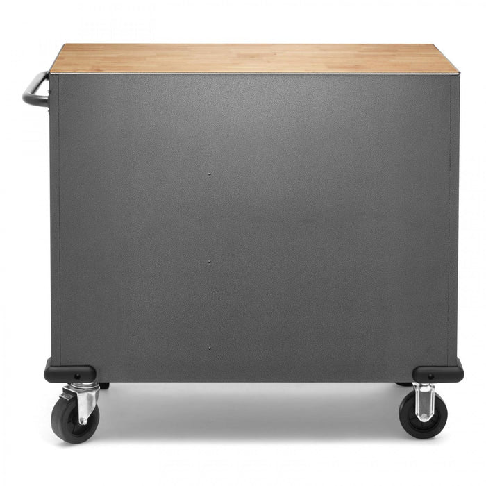Gladiator Premier 41\" 9-Drawer Mobile Tool Workbench with Solid Wood Top - Silver Tread